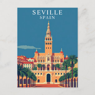 Seville, Spain Andalusia Retro Travel  Art Postcard