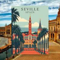 Seville, Spain Cathedral Vintage Travel Art