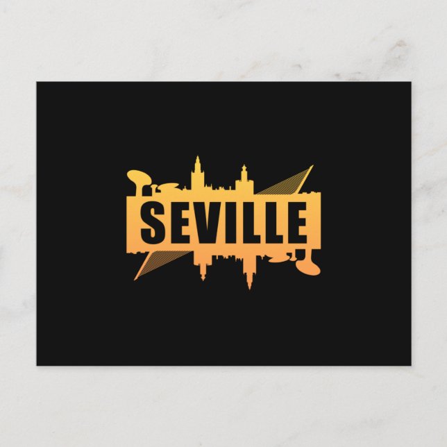 Seville Spain City Skyline Cityscape Funny Gift Postcard (Front)