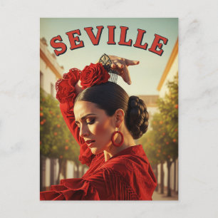 Seville Spain Flamenco Dancer in Red Postcard
