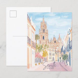 Seville Spain Gouache Paint Illustration Travel Postcard