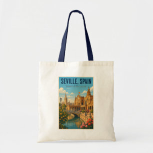 Seville Spain Illustration Travel Art Vintage Tote Bag