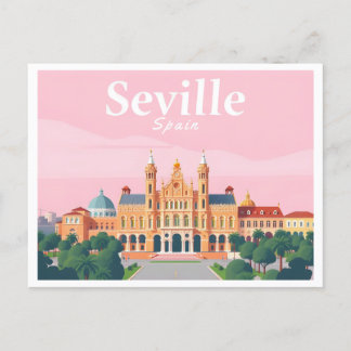 Seville Spain Plaza de Espana Pastel Travel Postcard