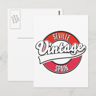 Seville spain retro style logo postcard
