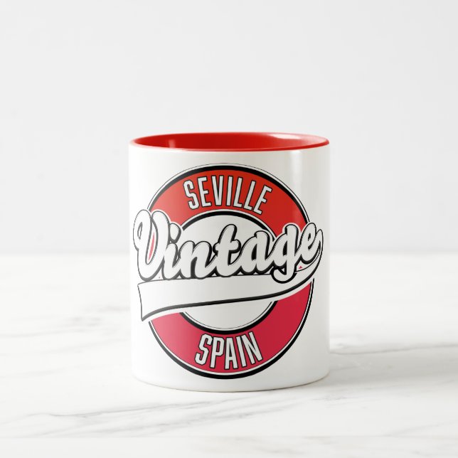 Seville spain retro style logo Two-Tone coffee mug (Center)