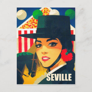 Seville, Spain, spanish girl with black hat Postcard