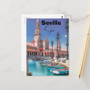 Seville Spain Travel Postcard Art, Spain Travel Po