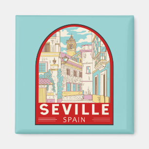 Seville Spain Travel Retro Emblem Magnet