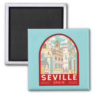 Seville Spain Travel Retro Emblem Magnet