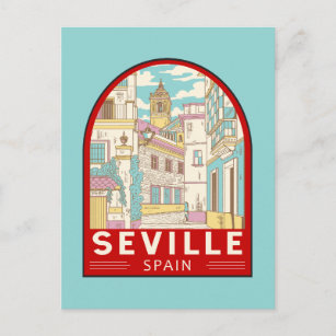 Seville Spain Travel Retro Emblem Postcard