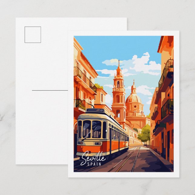 Seville Spain vintage travel illustration Postcard (Front/Back)
