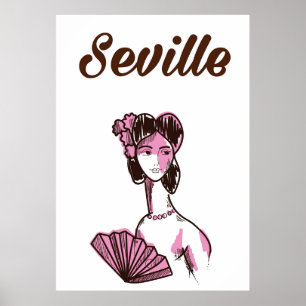 Seville Spain vintage travel poster