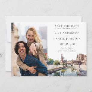Seville Spain Watercolor Photo Wedding Save The Date