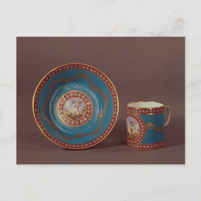 Sevres bleu celeste coffee cup and saucer, c.1780 postcard (Front)