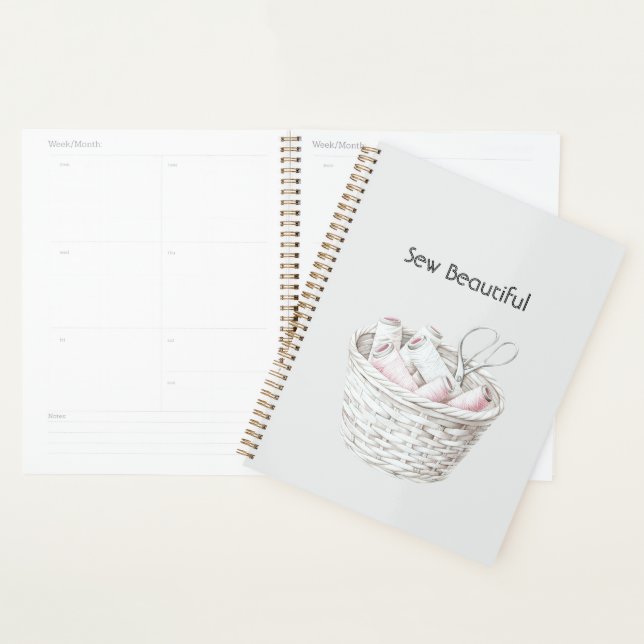 Sew Beautiful Blush Pink White Thread Basket Planner (Display)