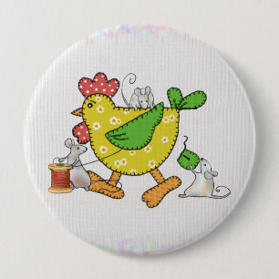 sew chicken 10 cm round badge