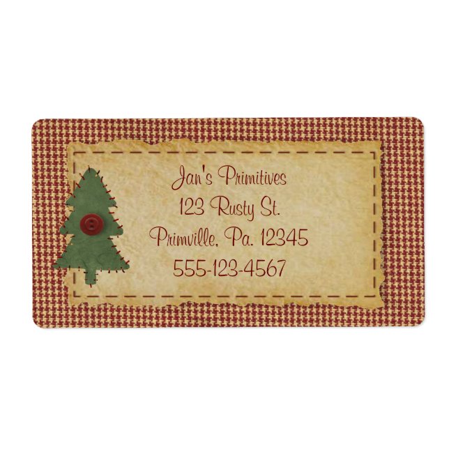 Sew Christmas Tree Holiday Business Label (Front)