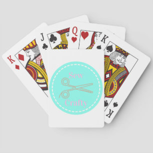 Sew Crafty Pastel Pink Grey Aqua Playing Cards