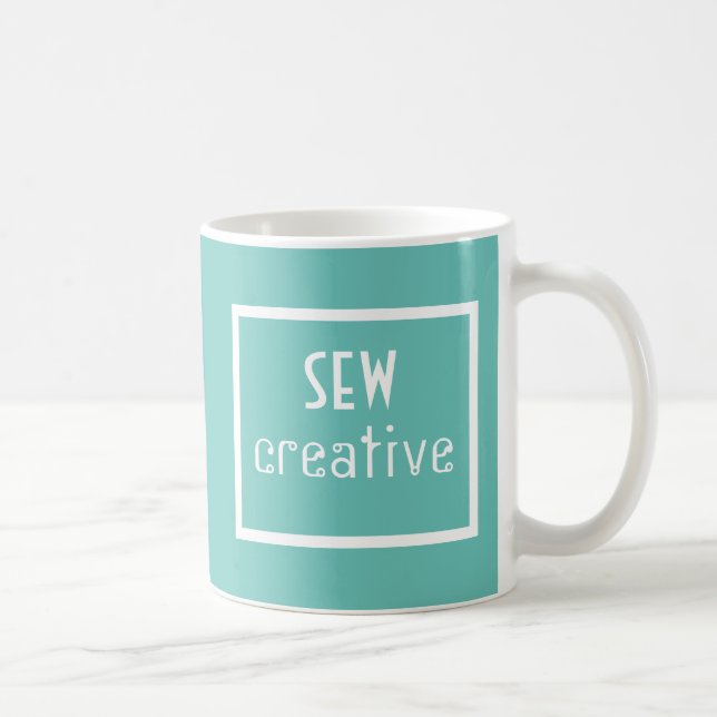 Sew Creative Sewing Words Mint Coffee Mug (Right)