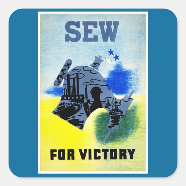 Sew for Victory Square Sticker (Front)
