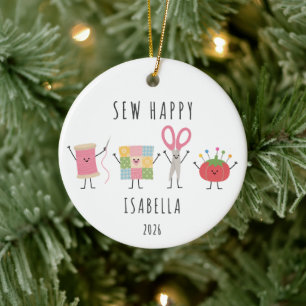 Sew Happy Personalised Sewing Christmas Ornament