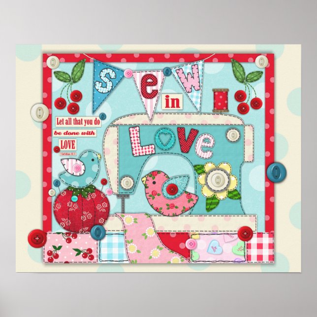 "Sew in Love" Inspirational Sewing Themed Poster (Front)