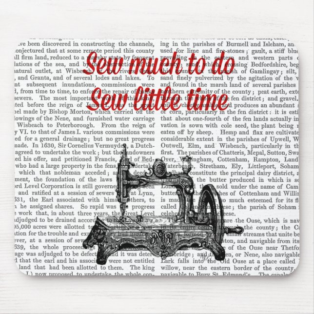 Sew Little Time Illustration Mouse Mat (Front)