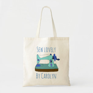 Sew lovely, vintage sewing machine, your name tote bag