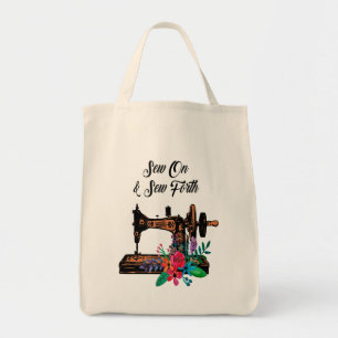 Sew On Vintage Sewing Machine & Floral Tote Bag