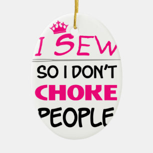 sew, sewing woman love ceramic tree decoration