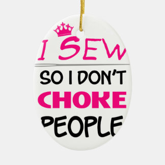 sew, sewing woman love ceramic tree decoration