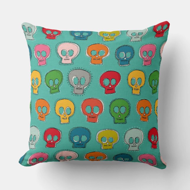 sew skully turquoise cushion (Front)