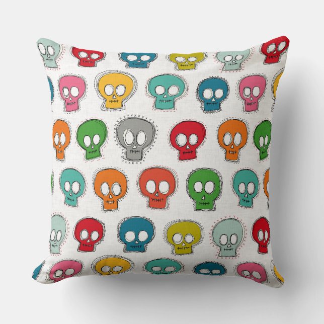 sew skully white cushion (Front)