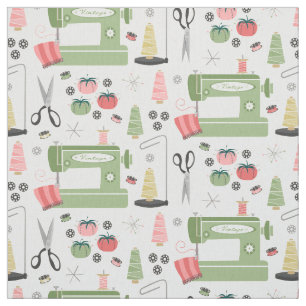 Sew Vintage - Sewing Machines - Pink Lime Fabric