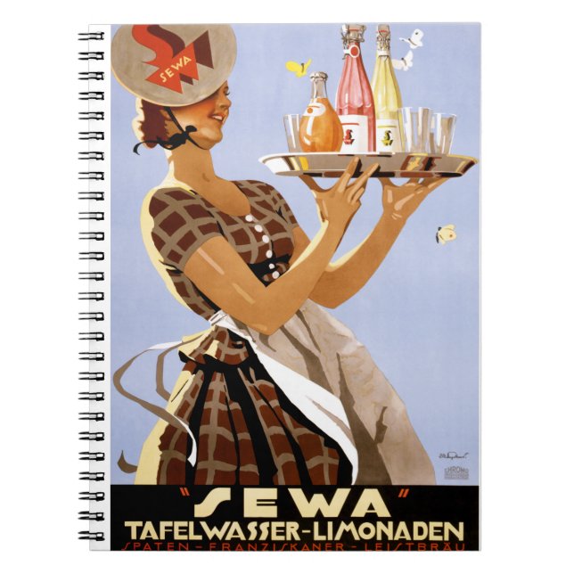 Sewa German Vintage Poster Restored Notebook (Front)
