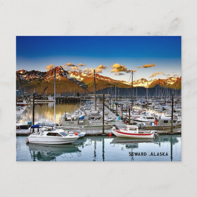 Seward, Alaska Boats  Holiday Postcard (Front)