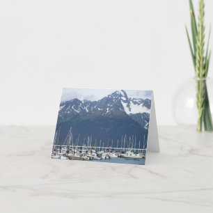 Seward, Alaska harbour with boats note card