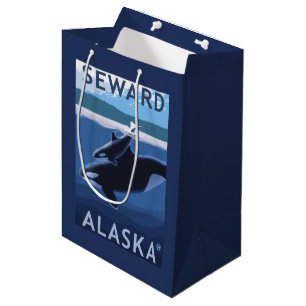 Seward, AlaskaOrca and Calf Scene Medium Gift Bag