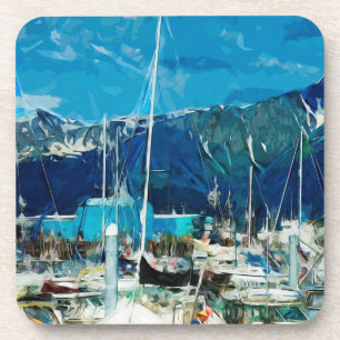 Seward Harbour Alaska Abstract Impressionism Coaster