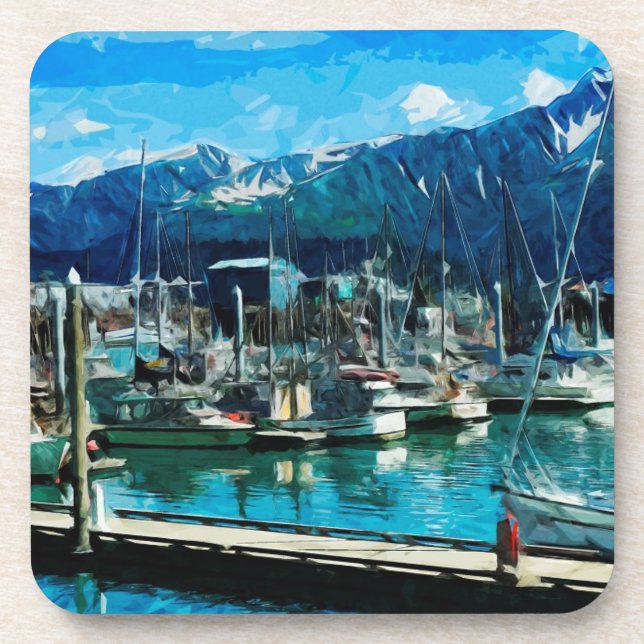 Seward Harbour Alaska Abstract Impressionism Coaster (Front)