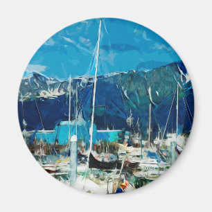 Seward Harbour Alaska Abstract Impressionism Magnet