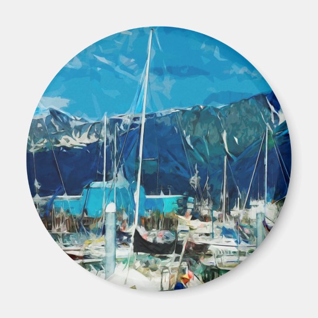 Seward Harbour Alaska Abstract Impressionism Magnet (Front)