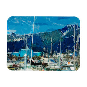 Seward Harbour Alaska Abstract Impressionism Magnet
