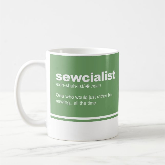 Sewcialist  Funny Sewing Modern Typography Coffee  Mug (Left)
