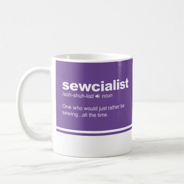 Sewcialist  Funny Sewing Modern Typography Coffee  Mug (Left)