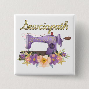 Sewciopath (sociopath) Vintage Sewing Machine 15 Cm Square Badge