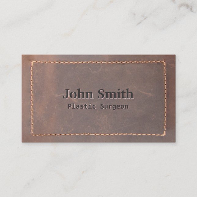 Sewed Leather Plastic Surgeon Business Card (Front)