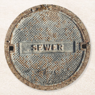 Sewer City Manhole Cover Round Paper Coaster
