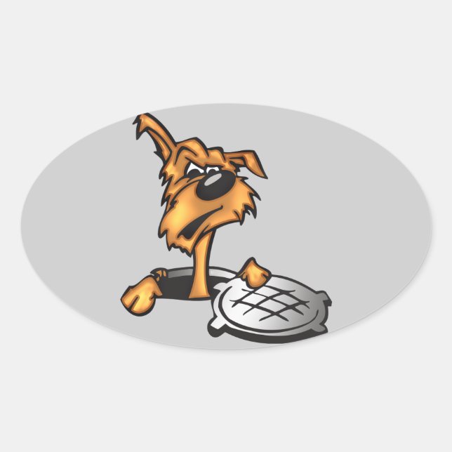 Sewer Dog Oval Sticker (Front)