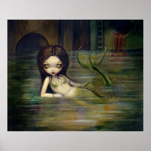 Sewer Mermaid ART PRINT urban steampunk
